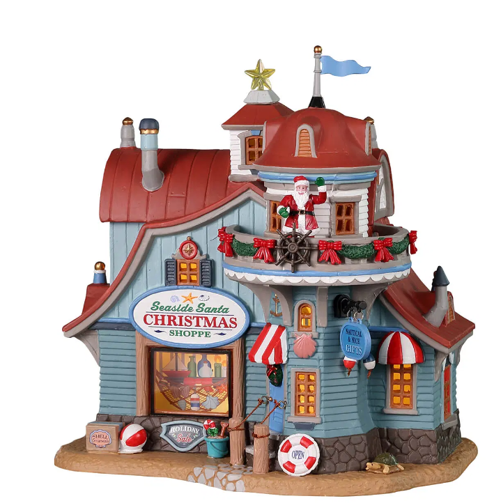 Boutique de Noël du Père Noël en bord de mer