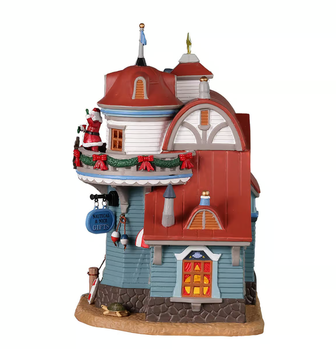 Boutique de Noël du Père Noël en bord de mer